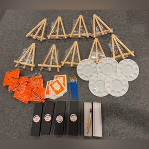 Art party supplies - enough for 5 people plus 3 more canvas stands